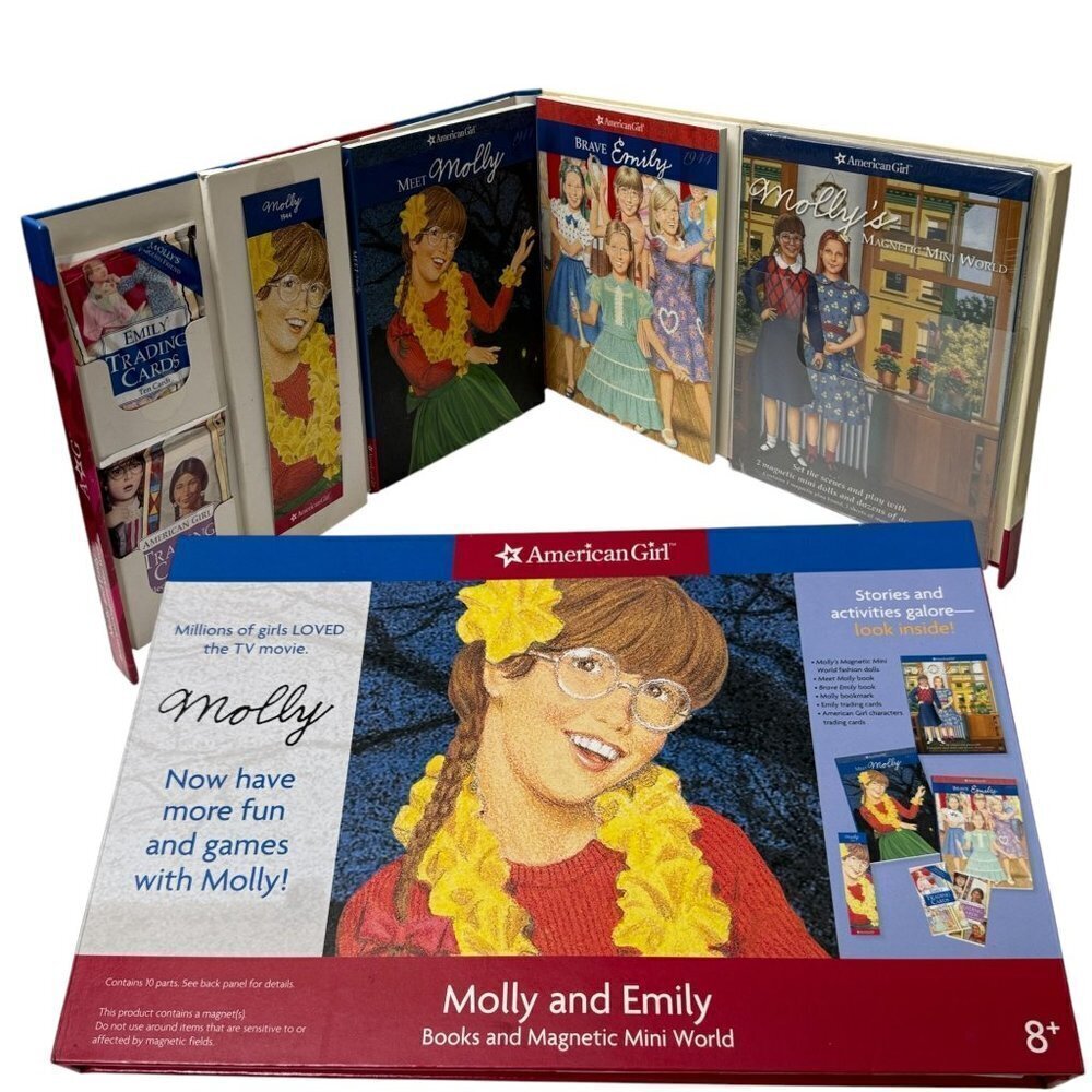 AMERICAN GIRL Molly and Emily Books and Magnetic Mini World Activity Set